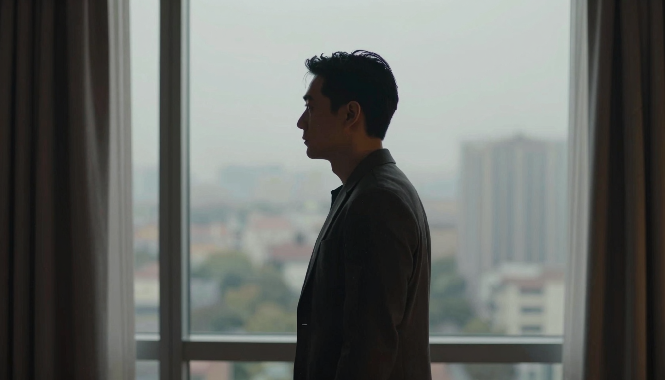 부와 외로움의 대비를 보여주는 인물의 모습