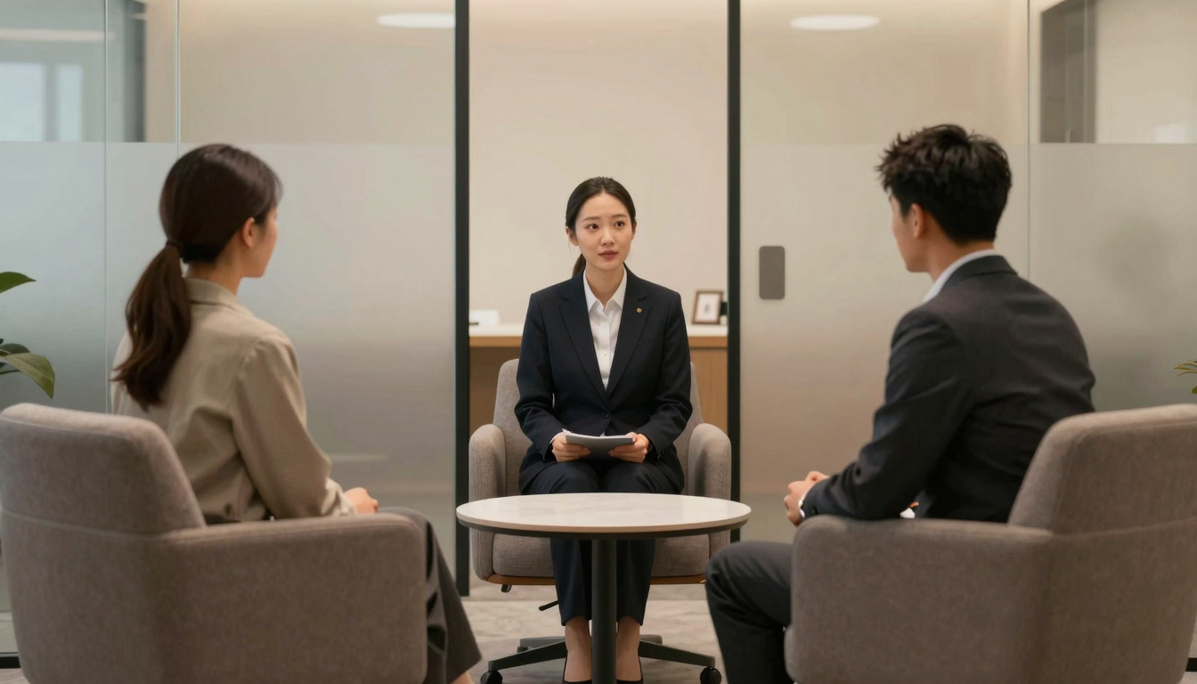 프라이빗 뱅킹 상담실에서 고액 자산 관리를 위한 준비.